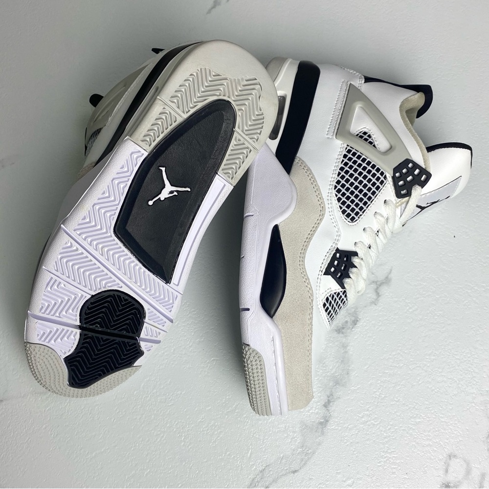 Jordan 4 Retro Military Black -Men’s White and Black Air Jordan Sneakers - Picture 5 of 10